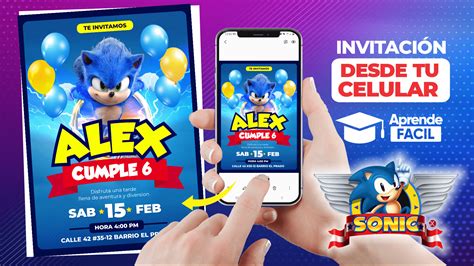 Invitación de cumpleaños de sonic en el celular - Aprende Facil