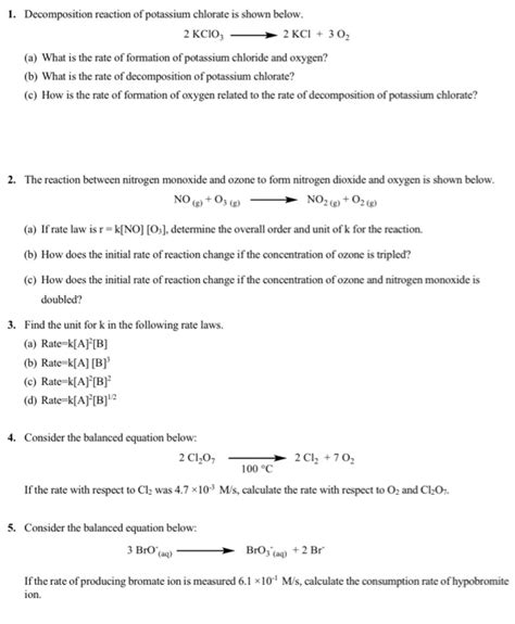 Solved 1. Decomposition reaction of potassium chlorate is | Chegg.com