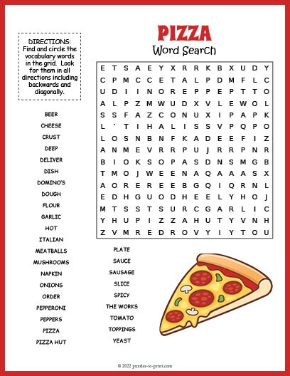 Pizza Word Search