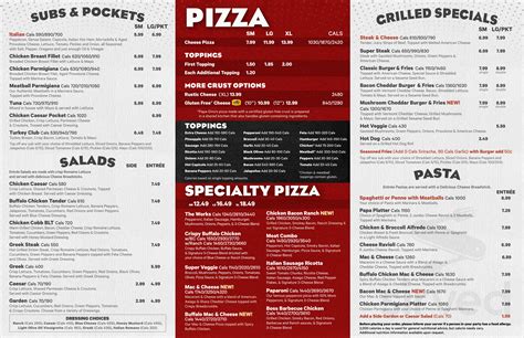 Papa Gino S Printable Menu - Get What You Need For Free