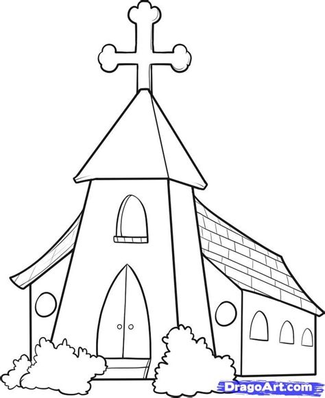 How to Draw a Church, Step by Step, Buildings, Landmarks & Places, FREE Online Drawing Tutorial ...