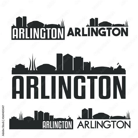 Arlington Texas Flat Icon Skyline Vector Silhouette Design Set. Stock Vector | Adobe Stock