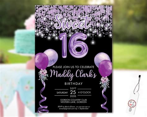 Sweet 16 Birthday Invitations Templates Free