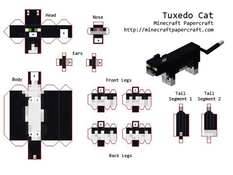 Minecraft Papercraft Tuxedo Cat