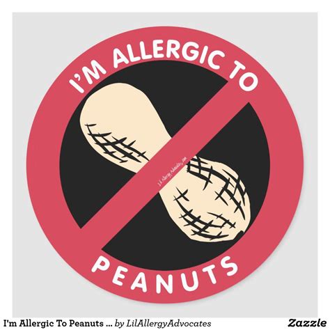 I'm Allergic To Peanuts Food Allergy Symbol Kids Classic Round Sticker ...