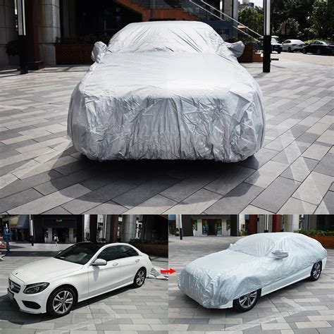 S XXL Nylon PVC Full car cover Dust Insulation Sun Protection Reflector Silver Grey Outdoor ...