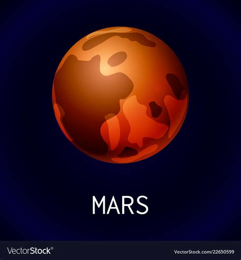 Mars planet icon cartoon style Royalty Free Vector Image