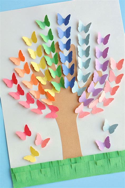 Construction Paper Handprint Butterfly Tree | Construction paper crafts, Construction paper ...