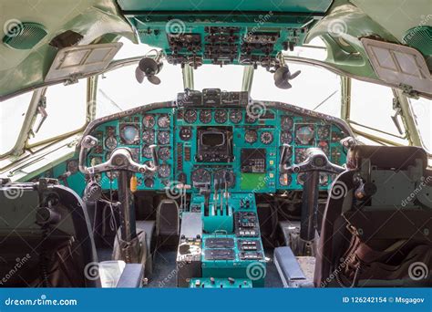 Vintage airplane cockpit editorial stock image. Image of flight - 126242154