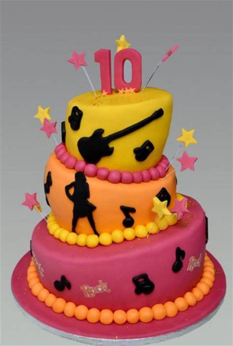 Rock music theme 3 tier topsy turvy 10th birthday cake.JPG (1 comment)