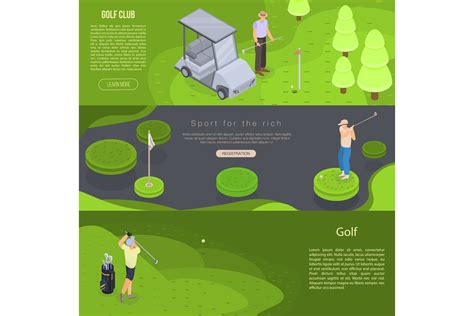 Golf banner set, isometric style By Ylivdesign | TheHungryJPEG.com