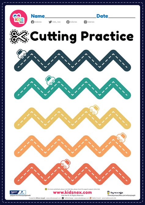 Cutting Practice - Free Printable PDF Worksheets for Kids