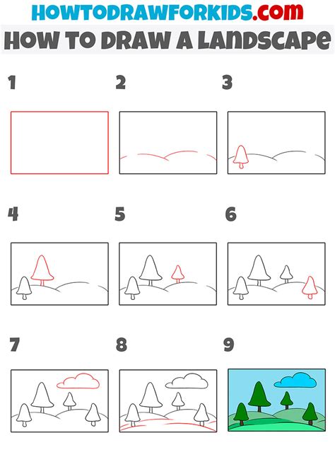 How to Draw a Landscape Step by Step - Drawing Tutorial For Kids