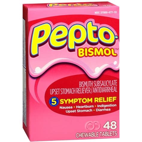 Pepto-Bismol Chewable Tablets Original 48 Tablets (Pack of 2) - Walmart.com - Walmart.com