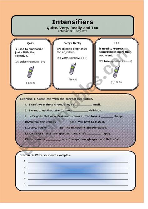 Intensifiers - ESL worksheet by rosariodf