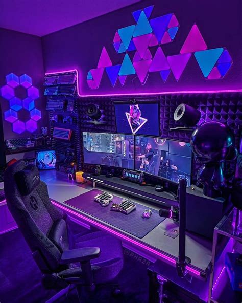 Purple Pc Streaming Setup | Pc Gaming Room Setup in 2024 | Gaming room setup, Game room design ...