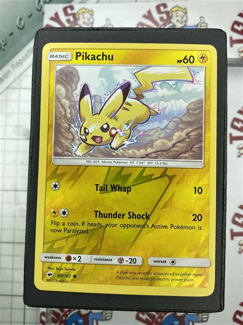 Mavin | 🔥2017 Pikachu Reverse Holo 40/147 Pokemon Card Burning Shadows LP 🔥