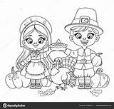 Pilgrim Girl Coloring Page sketch template