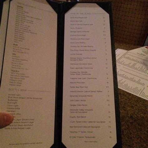 Menu at Chart House steakhouse, Stateline