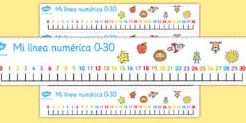 Línea numérica de 0 a 30 - línea numérica - Twinkl