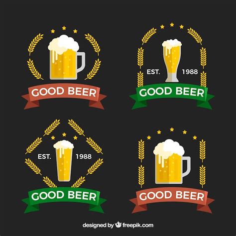 Premium Vector | Flat beer logo collection