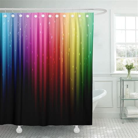 PKNMT Colorful Bright Abstract Rainbow Colors Lights Vibrant Polyester Shower Curtain 60x72 ...