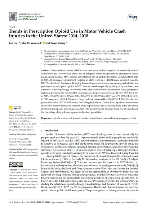 (PDF) Trends in Prescription Opioid Use in Motor Vehicle Crash Injuries in the United States ...