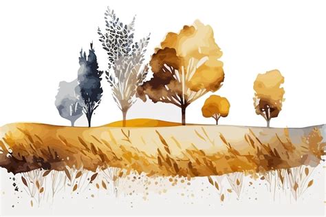 Premium Vector | A watercolor painting of trees in autumn.