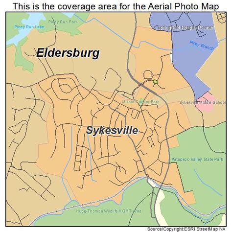 Aerial Photography Map of Sykesville, MD Maryland