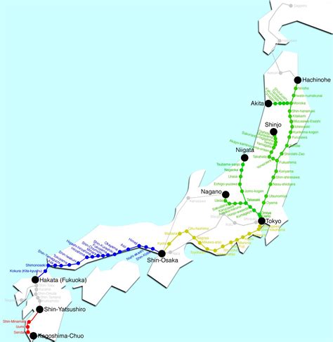 Japan train-map - Karte von Japan Zug (Ost - Asien, Asien)