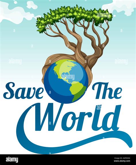 Save the world poster with earth and tree Stock Vector Image & Art - Alamy