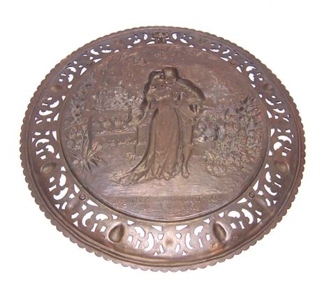 Antique Solid Brass Wall Décor Plate from Germany