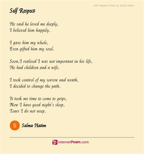 Self Respect Poem by Salma Hatim