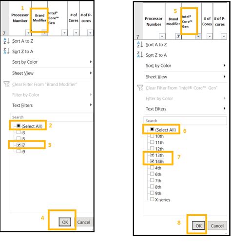 Comparison Charts for Intel® Core™ Desktop Processor Family