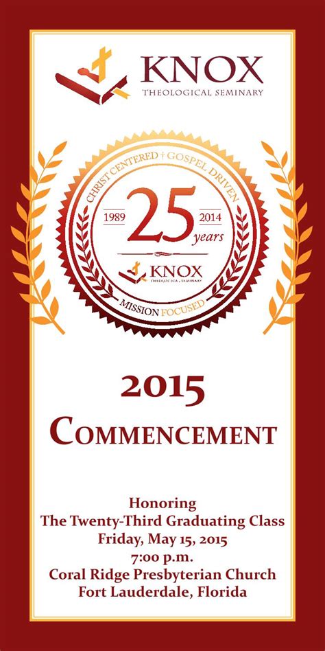 2015 Knox Theological Seminary Commencement Program by Knox Theological ...