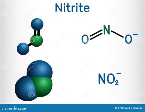 Nitrite Anion, NO2- Molecule. Structural Chemical Formula and Molecule ...