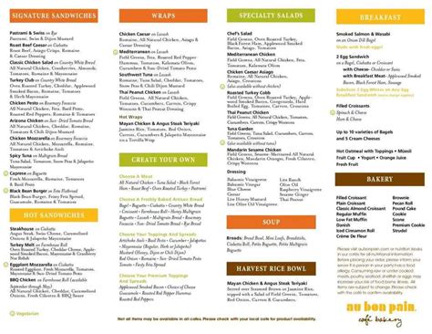 Au Bon Pain Menu, Menu for Au Bon Pain, South Miami, Miami - Urbanspoon ...