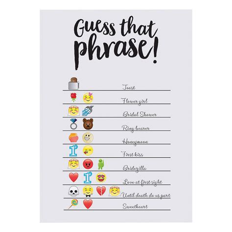 Emoji Guess The Phrase Bridal Shower Game - Toys - 25 Pieces | eBay