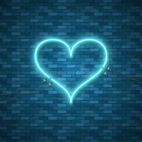 Bright Heart. Retro Blue Neon Heart Sign Stock Vector - Illustration of ...