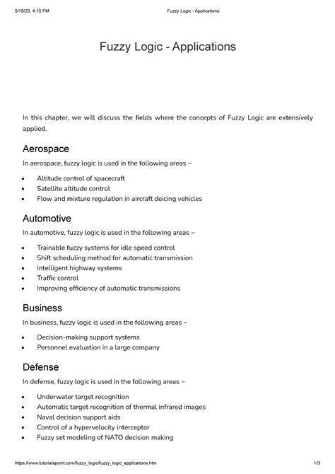 Fuzzy Logic - Applications - 5/19/23, 4:10 PM Fuzzy Logic - Applications - Studocu