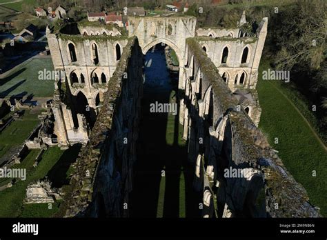 aerial view of Rievaulx Abbey. Rievaulx Village. Yorkshire Stock Photo - Alamy