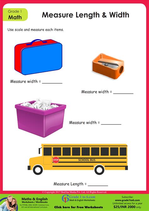 Measuring Length & Width Worksheet | Grade1to6 - Worksheets Library