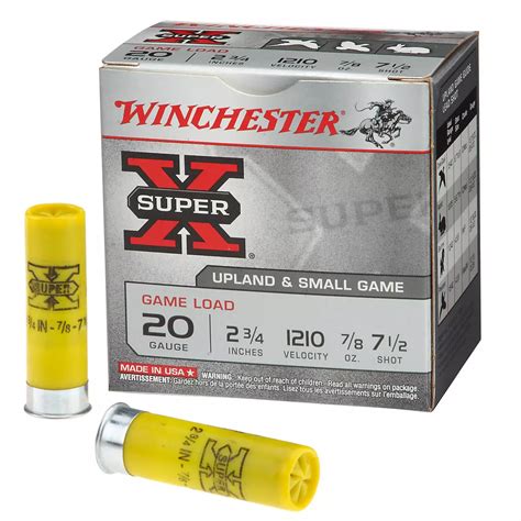 Winchester Super-X 20 Gauge Dove & Game Load 7.5 Shot Shotshells - 25 ...