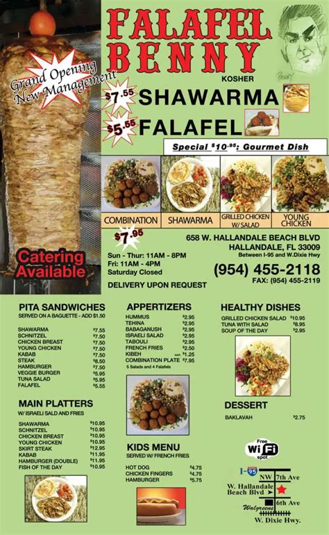 Falafel Benny Menu, Menu for Falafel Benny, Hollywood/Hallandale, Miami - Urbanspoon/Zomato