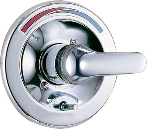 Delta T13391 Single Handle Shower Valve Trim with Push Button Diverter and Metal Chrome Faucet ...