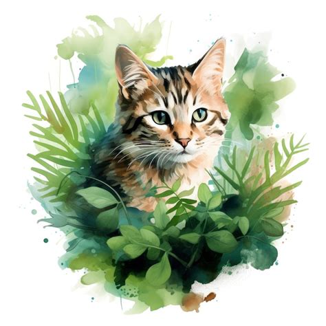 Premium AI Image | Watercolor Cat animal for kids Clip art