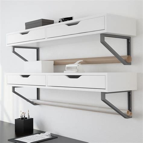 EKBY ALEX Shelf with drawers, white, 46 7/8x11 3/8" - IKEA | Floating shelf with drawer ...