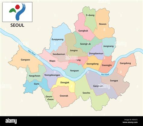 seoul administrative and political vector map with flag Stock Vector Image & Art - Alamy