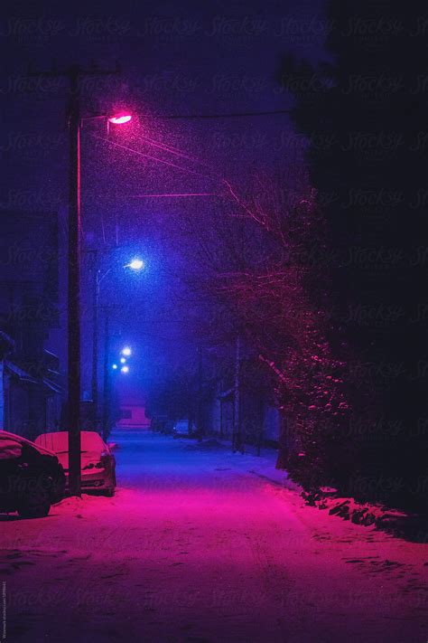 "Street At Night Covered With Snow" by Stocksy Contributor "Wizemark" - Stocksy