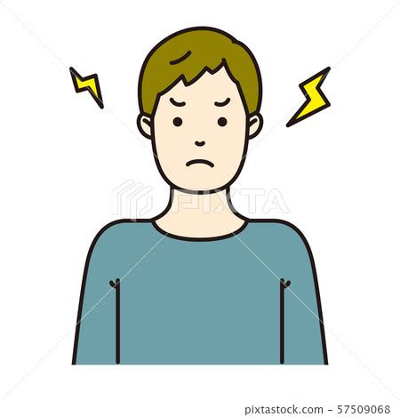 Simple line drawing illustration of an angry man - Stock Illustration [57509068] - PIXTA